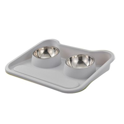 Ensemble de gamelles pour chien en acier inoxydable avec tapis antidérapant