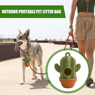 Distributeur de sacs à déjections canines - Motif cactus