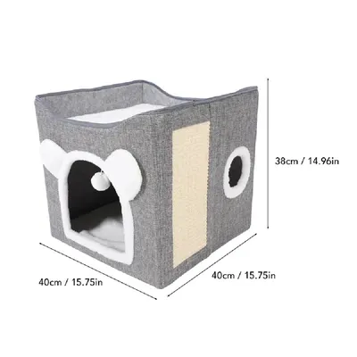 Zoomtopia Cache-chat avec griffoir à boule suspendu