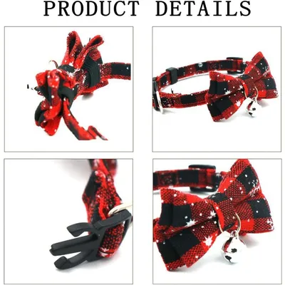 PetTribes Collier Noël chat, nœud papillon et clochette réglable.