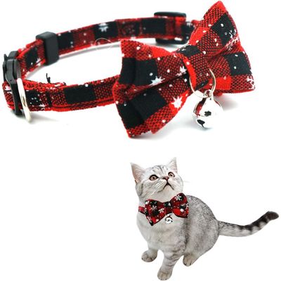 PetTribes Collier Noël chat, nœud papillon et clochette réglable.