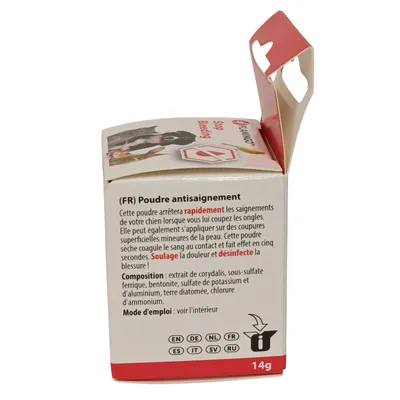 Poudre anti saignement Dalko 14 g pour chats, chiens, rongeurs et les oisea