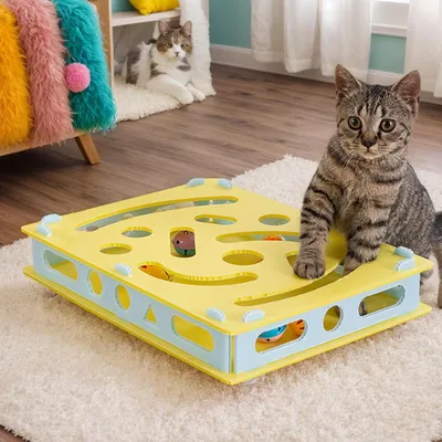 Jeu de puzzle pour chat avec labyrinthe alimentaire et jeu de fouille