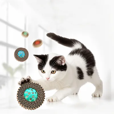 UAMLY Griffoir pour chat en papier ondulé avec clochette