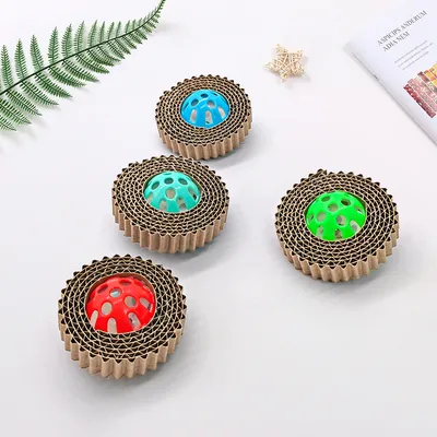 Griffoir pour chat en papier ondulé avec clochette