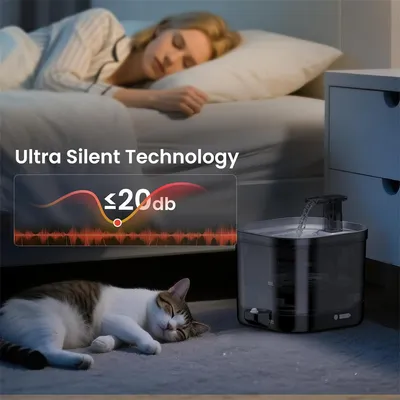 IntiMeg Fontaine d'eau sans fil pour chats et chiens - 2,0 litres