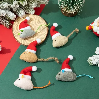 KPYTE Souris de Noël à l'herbe à chat - Jouet pour chat