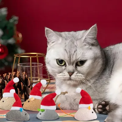 KPYTE Souris de Noël à l'herbe à chat - Jouet pour chat