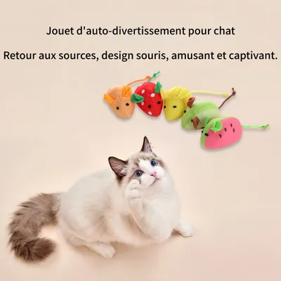 FurryFusion Jouet en souris en peluche fruits pour chats,Jouets pour chats