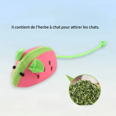 FurryFusion Jouet en souris en peluche fruits pour chats,Jouets pour chats