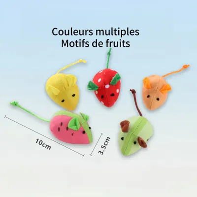 FurryFusion Jouet en souris en peluche fruits pour chats,Jouets pour chats