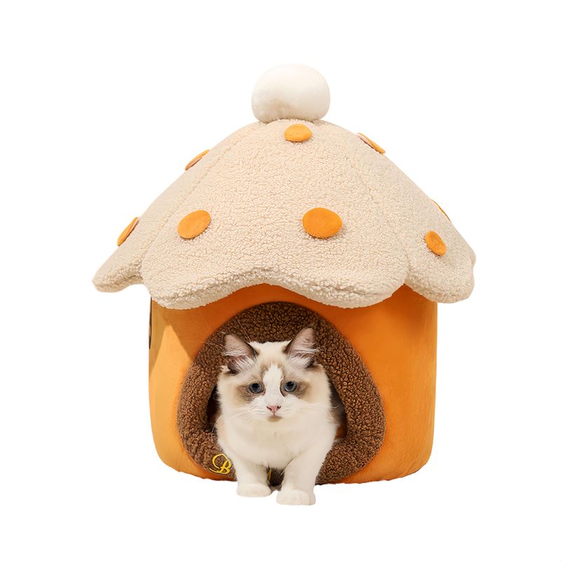 FurryFusion Maison en forme de champignon pour chat et chien