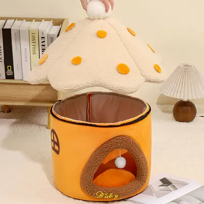 FurryFusion Maison en forme de champignon pour chat et chien