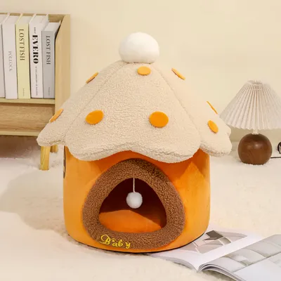 FurryFusion Maison en forme de champignon pour chat et chien