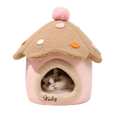 FurryFusion Maison en forme de champignon pour chat et chien