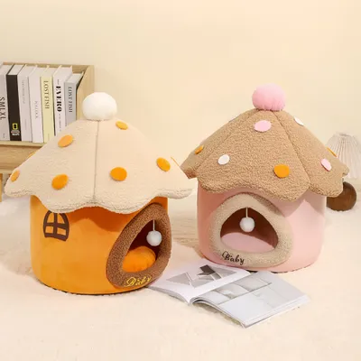 FurryFusion Maison en forme de champignon pour chat et chien