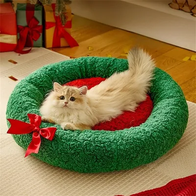 IntiMeg Niche de Noël chaude pour chat et chien