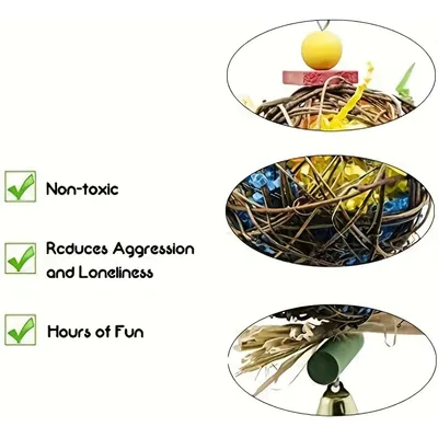 KPYTE Jouet en rotin perroquet