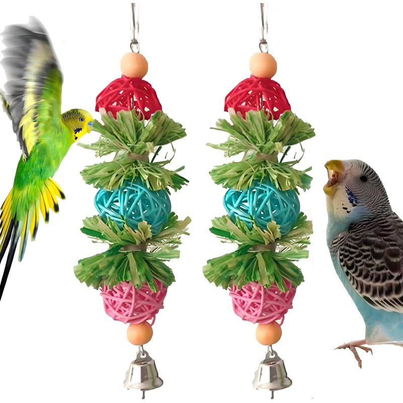 KPYTE Jouet perroquet en rotin et feuilles de maïs