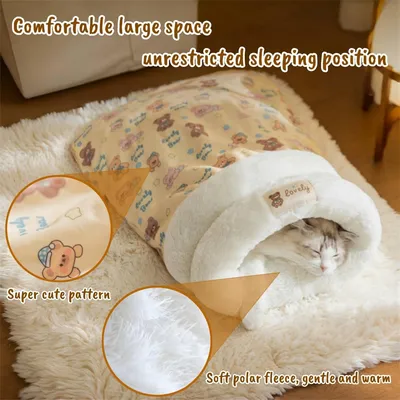 IntiMeg Sac de sommeil intérieur pour chat d'hiver