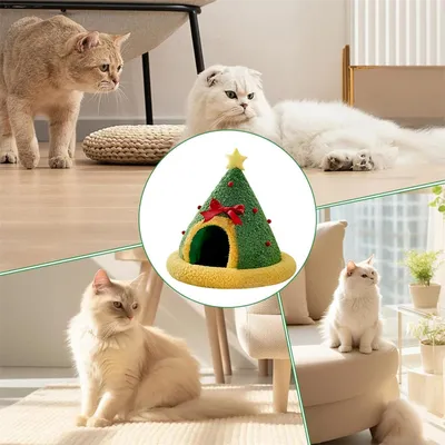 IntiMeg Gîte à chat en forme d'arbre de Noël