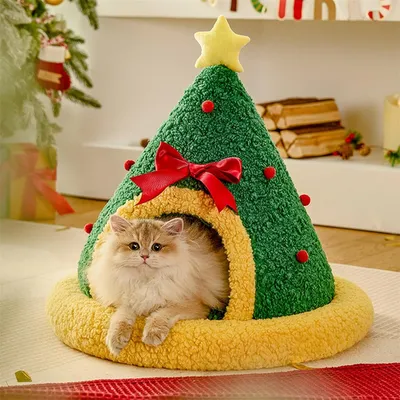 IntiMeg Gîte à chat en forme d'arbre de Noël