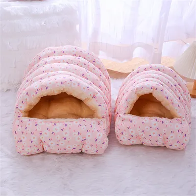 IntiMeg Panier Lit pour chat à fleurs roses