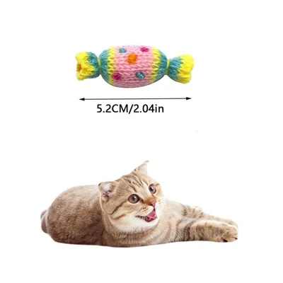 IntiMeg Jouet pour chat - Bonbons en laine multicolores (Lot de 10)