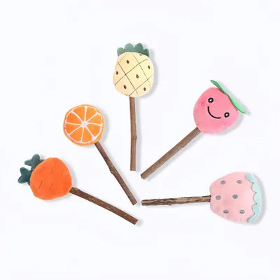 FurryFusion lot de 5 Bâtonnets à mâcher pour chats, en forme de fruits