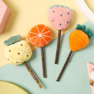 FurryFusion lot de 5 Bâtonnets à mâcher pour chats, en forme de fruits