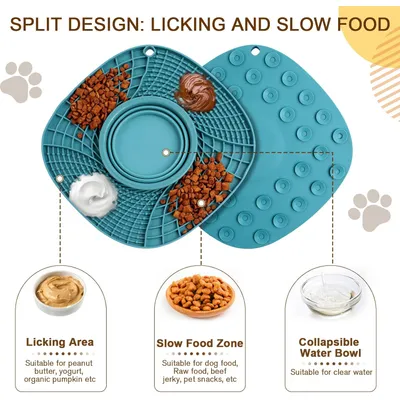 KPYTE Alfombrilla de silicona antiderrame para alimentación lenta de perros