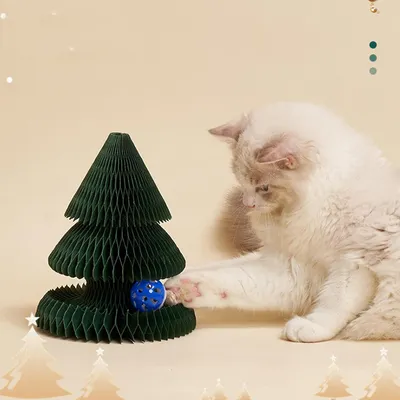KPYTE Griffoir pliable en forme de sapin de Noël pour chat