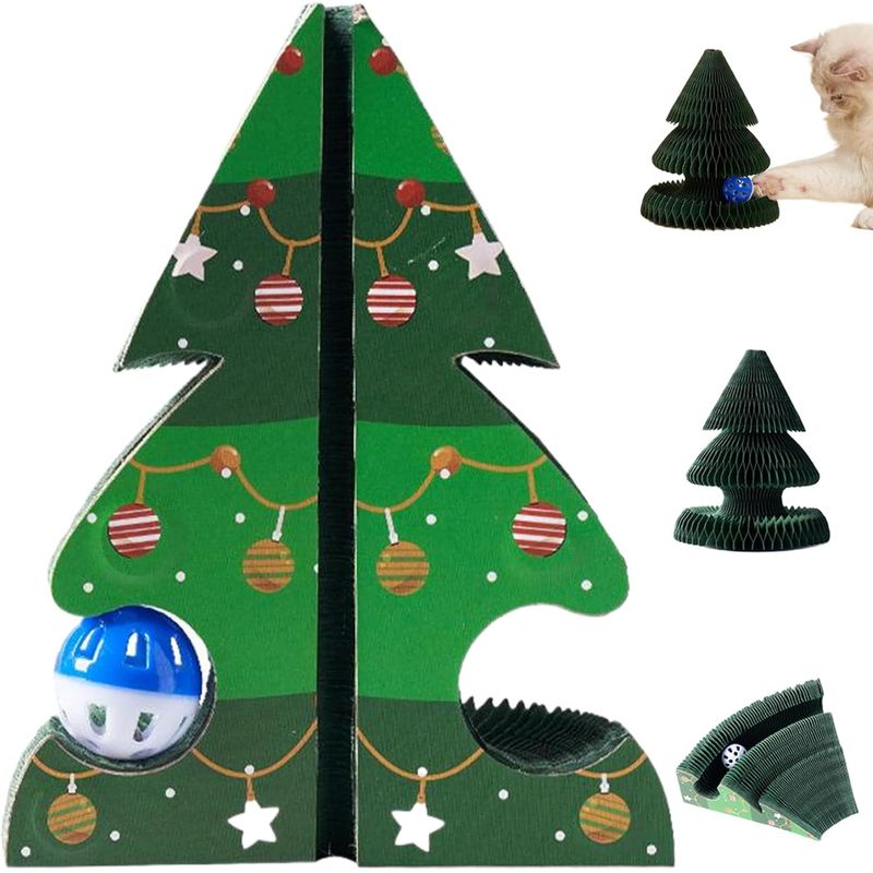 KPYTE Griffoir pliable en forme de sapin de Noël pour chat