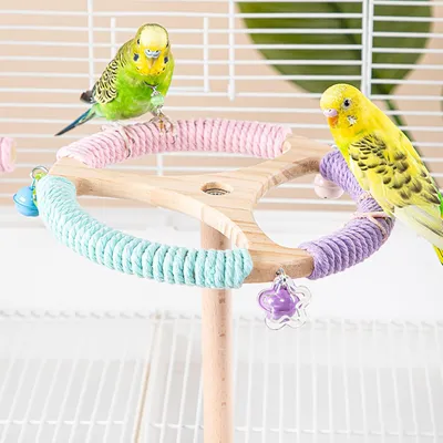 KPYTE Perchoir à oiseaux rotatif en bois