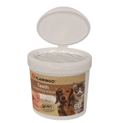 Flamingo - Lingettes nettoyage dents Reini 50 doigts à la menthe pour chat