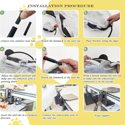 IntiMeg Lit de bureau pour chat en hamac réglable