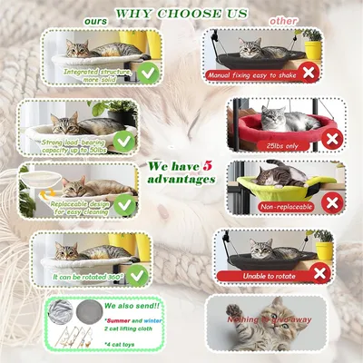 IntiMeg Lit de bureau pour chat en hamac réglable