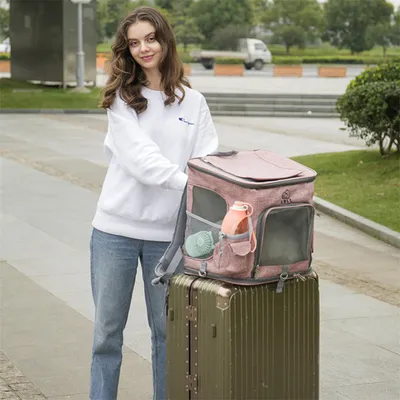 IntiMeg Sac de transport pour chat rose clair