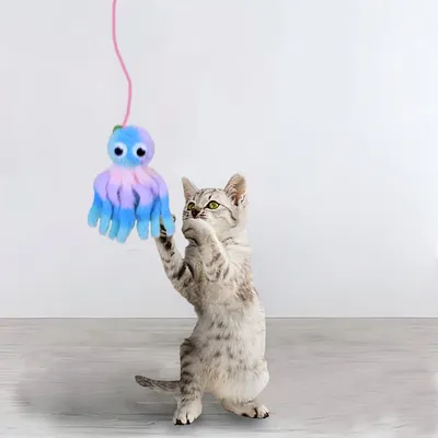 Peluche interactive pour chat, Pieuvre élastique