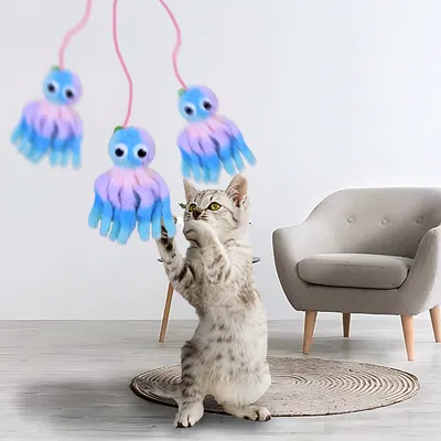 Peluche interactive pour chat, Pieuvre élastique