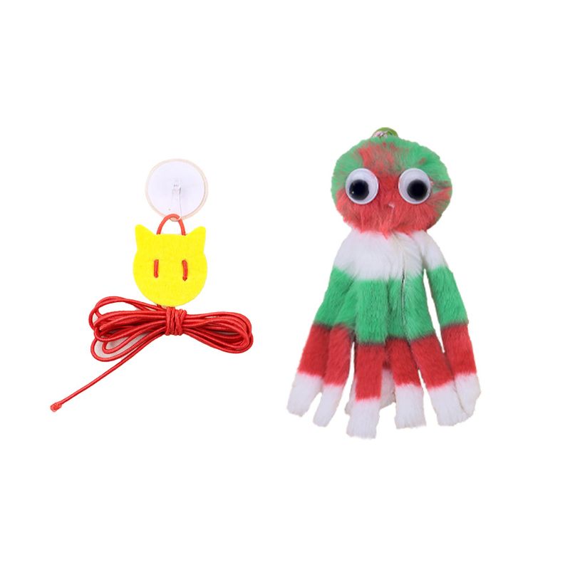 Jouet pour chat suspendu en forme de pieuvre élastique et couinante