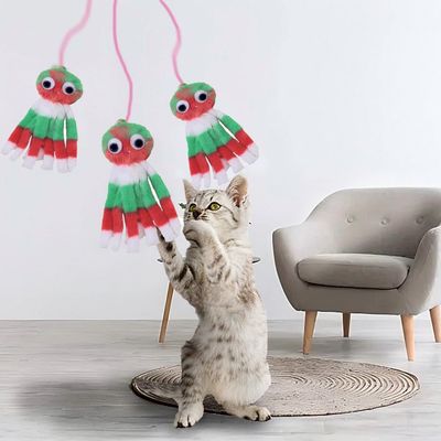 Jouet pour chat suspendu en forme de pieuvre élastique et couinante