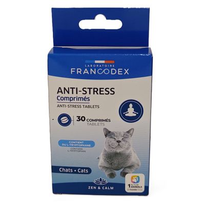 Comprimés anti-stress pour chat au L-tryptophane, boîte de 30 comprimés - F