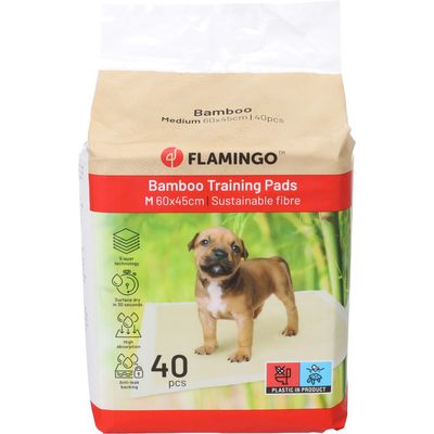 Flamingo - 40 Tapis apprentissage 60 x 45 cm Bambou Padu Beige pour chiots