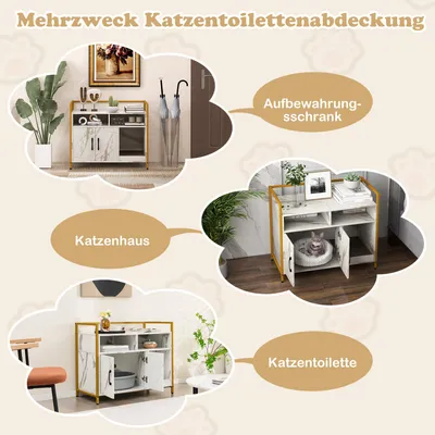 Giantex Katzenklo-Schrank, 2 Türen, 2 offene Fächer, Große Ablagefläche Giantex Katzenklo-Schrank, 2 Türen, 2 offene Fächer, Große Ablagefläche