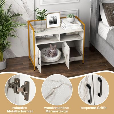Giantex Katzenklo-Schrank, 2 Türen, 2 offene Fächer, Große Ablagefläche