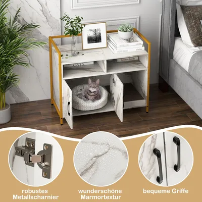 Giantex Katzenklo-Schrank, 2 Türen, 2 offene Fächer, Große Ablagefläche Giantex Katzenklo-Schrank, 2 Türen, 2 offene Fächer, Große Ablagefläche