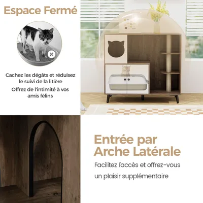 GIANTEX Meuble Litiere Chat,Poteau à Gratter en Sisal,Condo,Entrée Latéral