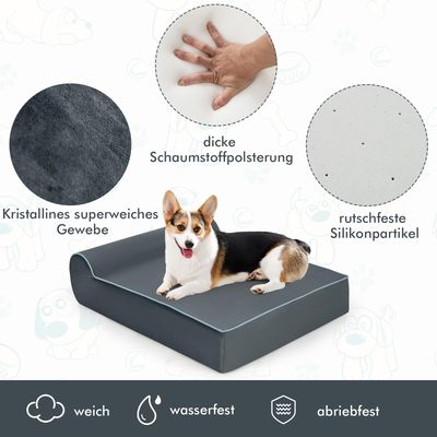 Giantex Orthopädisches Hundebett Aus Graphene-Memory-Schaum, Mit Kopfstütze