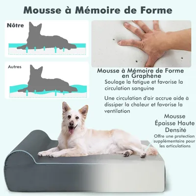 Giantex Lit Orthopédique pour Chien en Mousse à Mémoire Graphène,Appui-tête